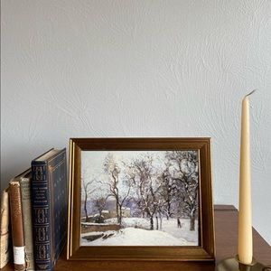 Vintage Style Gold Framed Wintery Scene Print